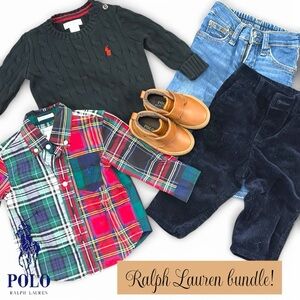Polo by Ralph Lauren Kids Plaid Shirt and Navy Sweater Set